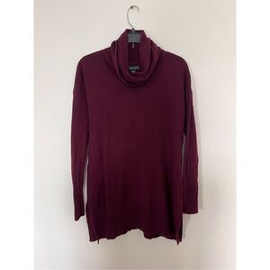 Adrienne Vittadini Deep Plum Extra Fine Merino Wool Turtle Neck Sweater sz S
